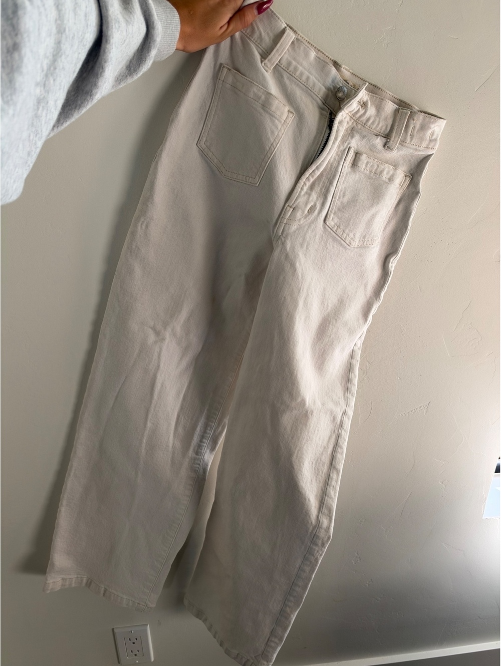 Madewell Size 24 Cream High Rise Wide Leg Jeans Patch Pocket Denim
